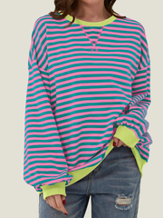 Women's Oversized Striped Long Sleeve Pullover (Buy 2 Free Shipping)
