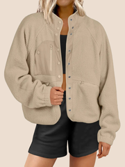 Women's Button Down Fuzzy Fleece Jacket (Buy 2 Free Shipping)