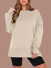 Women's Oversized Thumbhole Long Sleeve Side Slit Sweatshirt (Buy 2 Free Shipping)