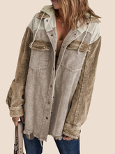 Women's Color Block Corduroy Hooded Jacket (Buy 2 Free Shipping)