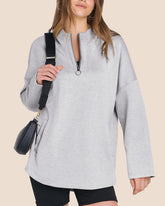 Women's Quarter Zip Oversized Tunic Hoodie (Buy 2 Free Shipping)