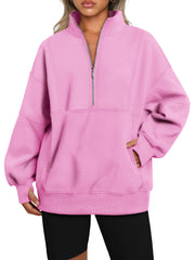Women's Half Zip Oversized Sweatshirt with Pockerts (Buy 2 Free Shipping)