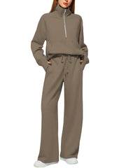 Women's Oversized Half Zip 2 Piece Sweatsuit Set (Buy 2 Free Shipping)