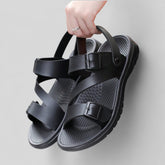 SooFeet Men Sandals Breathable Massage Leather Non-slip 2-in-1 Design Summer