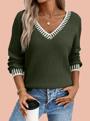 Women's V neck Long Sleeve Pullover Sweaters (Buy 2 Free Shipping)