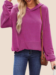 Women's Ribbed Knit Pullover Hoodie (Buy 2 Free Shipping)