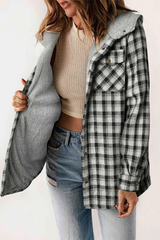 Women's Flannel Plaid Fleece Hooded Jacket (Buy 2 Free Shipping)