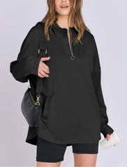 Women's Quarter Zip Oversized Tunic Hoodie (Buy 2 Free Shipping)
