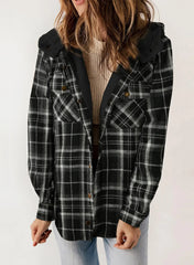 Women's Flannel Plaid Fleece Hooded Jacket (Buy 2 Free Shipping)