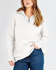 Women's Quarter Zip Rib Knit Cozy Pullover Sweaters (Buy 2 Free Shipping)
