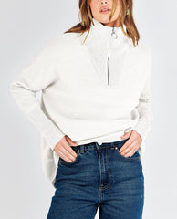 Women's Quarter Zip Rib Knit Cozy Pullover Sweaters (Buy 2 Free Shipping)