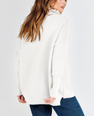 Women's Quarter Zip Rib Knit Cozy Pullover Sweaters (Buy 2 Free Shipping)