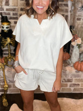 New Textured Collared Top and Short Set (Buy 2 Free Shipping)