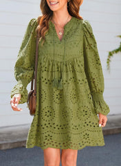 Women’s V Neck Eyelet Lace Dress (Buy 2 Free Shipping)