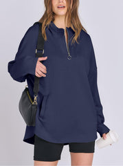 Women's Quarter Zip Oversized Tunic Hoodie (Buy 2 Free Shipping)