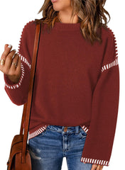 Women's Contrast Cable Knit Pullover Sweater (Buy 2 Free Shipping)