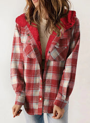 Women's Flannel Plaid Fleece Hooded Jacket (Buy 2 Free Shipping)
