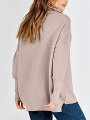 Women's Quarter Zip Rib Knit Cozy Pullover Sweaters (Buy 2 Free Shipping)