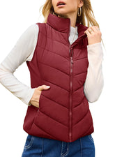 Women's Sleeveless Zip Up Stand Collar Quilted Puffer Vest (Buy 2 Free Shipping)