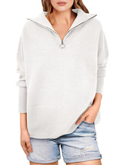 Women's Quarter Zip Rib Knit Cozy Pullover Sweaters (Buy 2 Free Shipping)