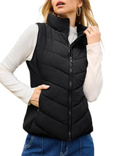 Women's Sleeveless Zip Up Stand Collar Quilted Puffer Vest (Buy 2 Free Shipping)