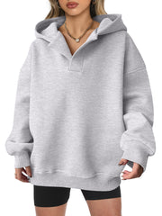 Women's Oversized V-Neck Hooded Pullover (Buy 2 Free Shipping)