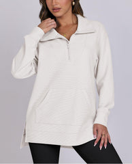Women's Quarter Zip Oversized Knit Pullover (Buy 2 Free Shipping)