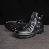 Men's Comfortable Leather Motorcycle Boots Work Boots Waterproof Anti-Slip Anti-Sprain