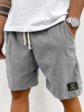 Men's Stylish Corduroy Simple Embroidered Label Holiday Casual Shorts