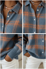 CLEARANCE SALE🔥 Women's Plaid Print Casual Cotton Buttoned Cardigan Sweater[Buy 2 Free Shipping]