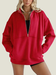 Women's Half Zip Oversized Sweatshirt with Pockerts (Buy 2 Free Shipping)