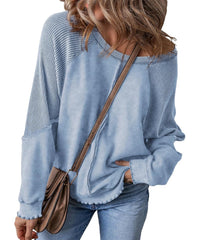 Women's  Reverse Seam Waffle Knit Sweatshirt (Buy 2 Free Shipping)