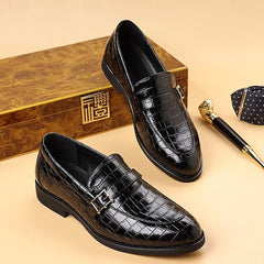 Men's Crocodile Pattern Luxury Loafers – Dark Brown Slip-On Dress Shoes