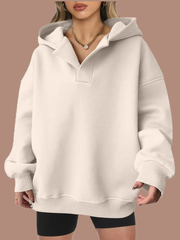 Women's Oversized V-Neck Hooded Pullover (Buy 2 Free Shipping)