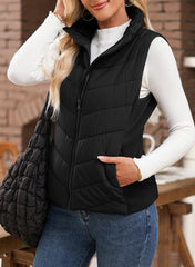Women's Sleeveless Zip Up Stand Collar Quilted Puffer Vest (Buy 2 Free Shipping)