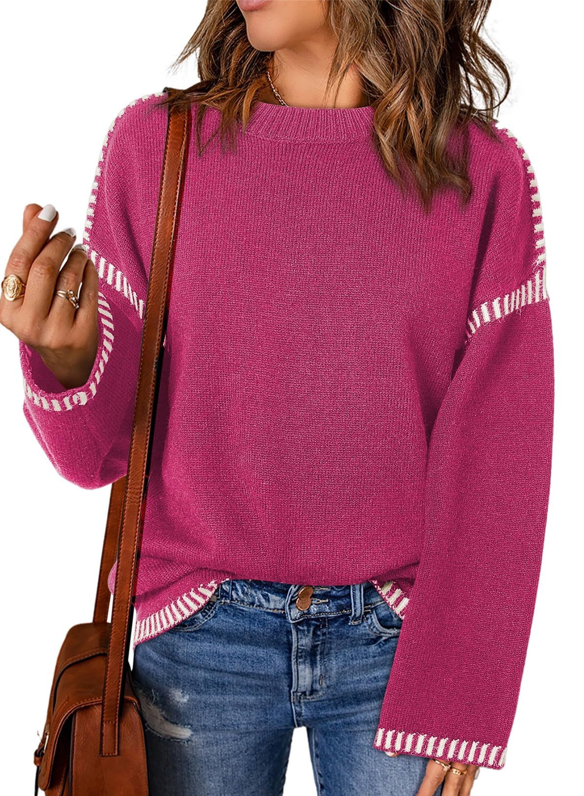 Women's Contrast Cable Knit Pullover Sweater (Buy 2 Free Shipping)