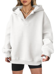 Women's Oversized V-Neck Hooded Pullover (Buy 2 Free Shipping)