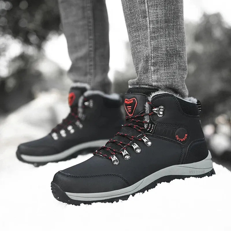 Outdoor Wear- Resistant Hiking Shoes Men Padded High-top Warm Casual Snow Boots
