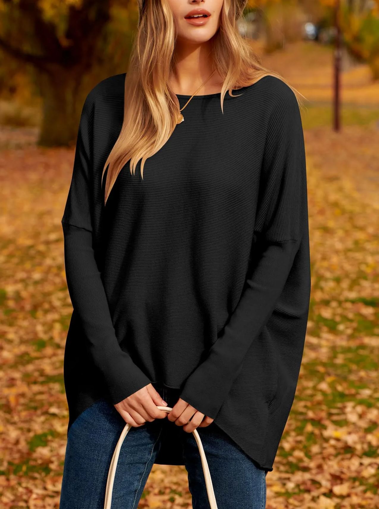 Women's Dolman Sleeve Knitted Pullover Sweater (Buy 2 Free Shipping)