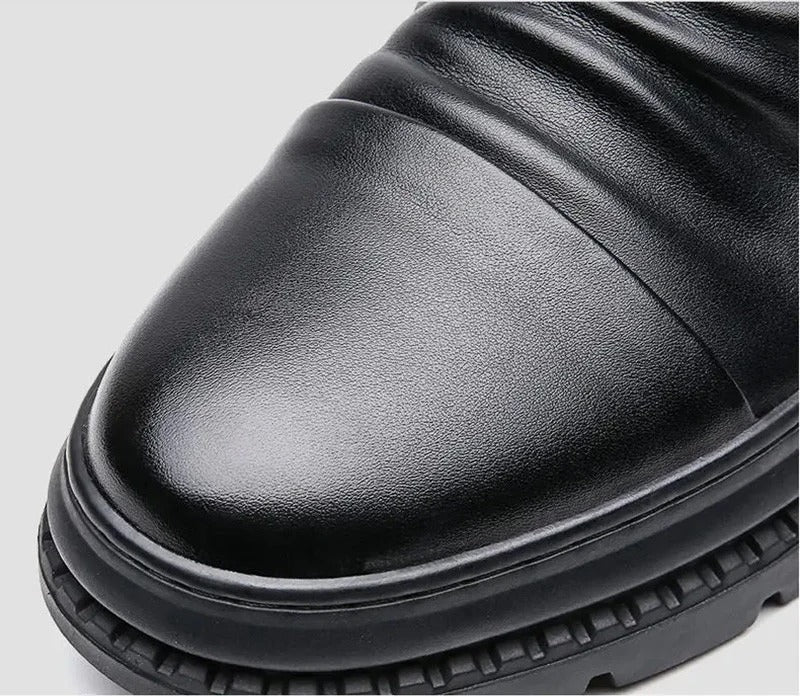 Men's Comfortable Leather Motorcycle Boots Work Boots Waterproof Anti-Slip Anti-Sprain