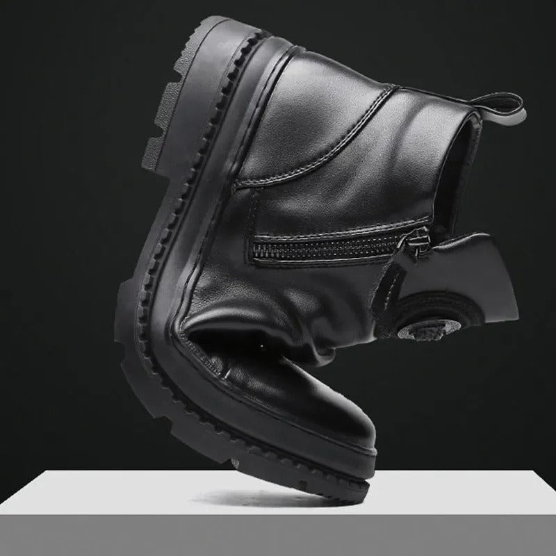 Men's Comfortable Leather Motorcycle Boots Work Boots Waterproof Anti-Slip Anti-Sprain