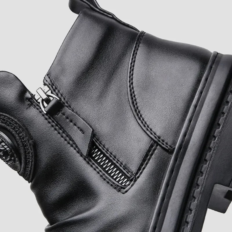 Men's Comfortable Leather Motorcycle Boots Work Boots Waterproof Anti-Slip Anti-Sprain