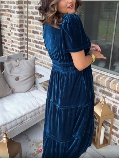 Women's Velvet Tiered Maxi Dress (Buy 2 Free Shipping)